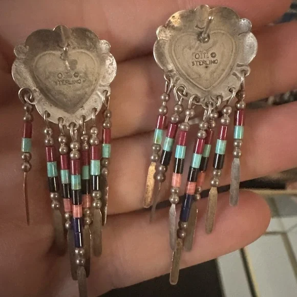Stunning! Stamped Sterling silver and multi-stone southwestern jewelry set